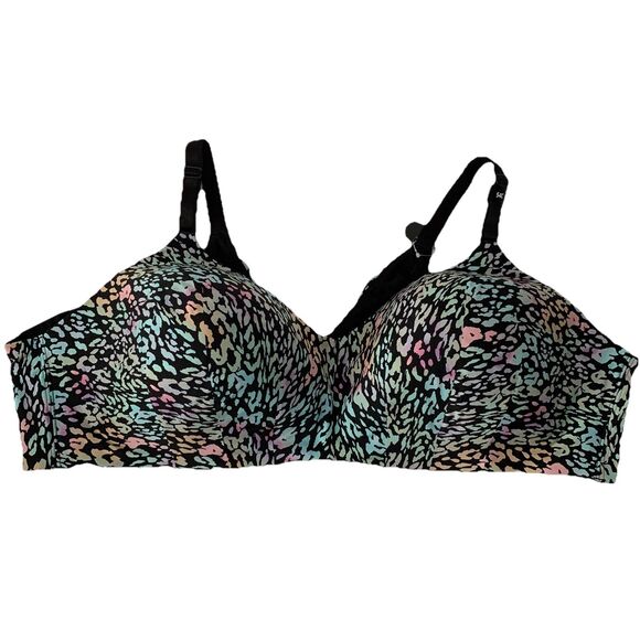 Torrid Curve 54 C Bra Wire Free Lightly Lined Everyday Black Rainbow Leopard NEW - Picture 2 of 7